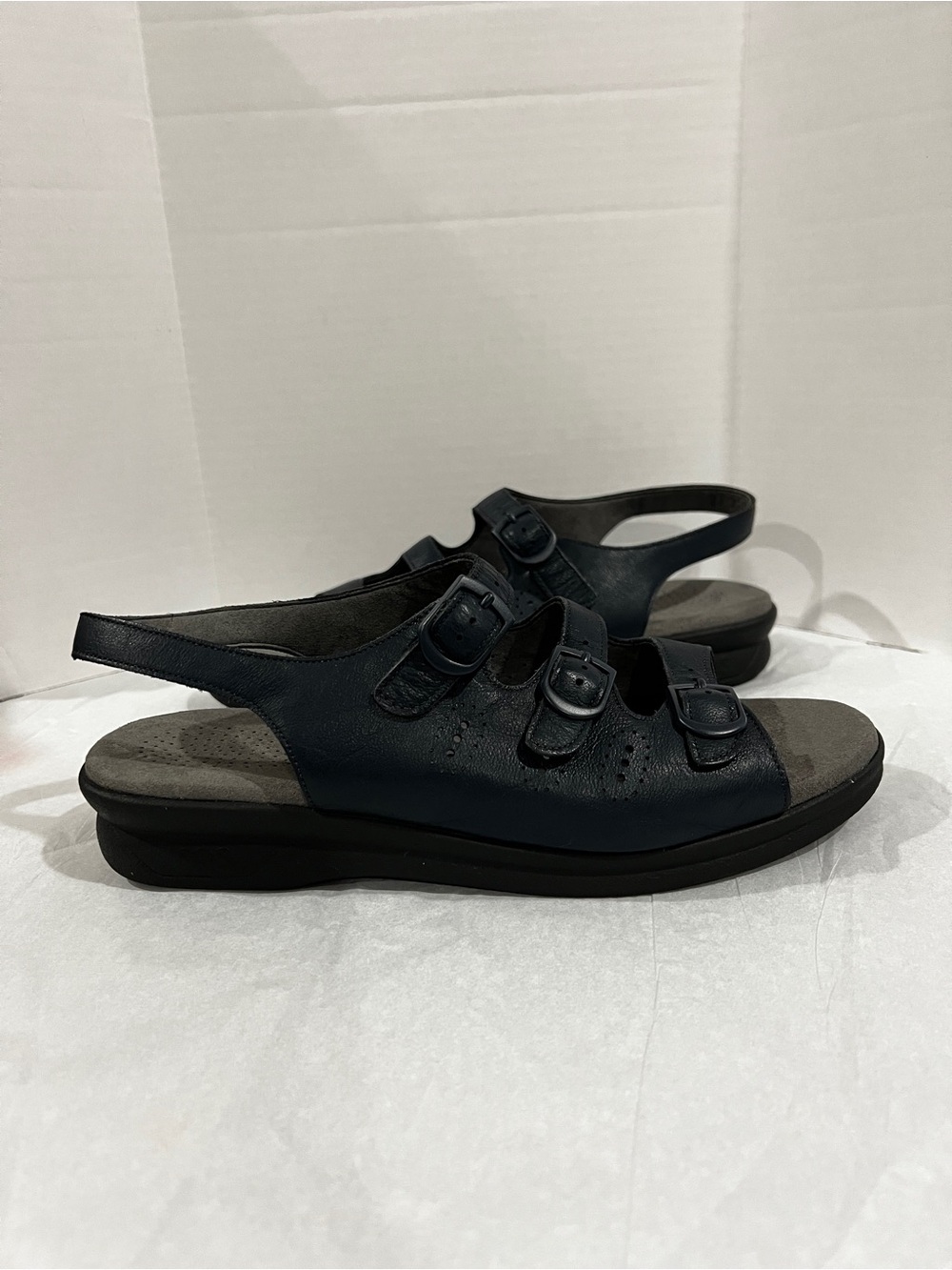 SAS Tripad Comfort SAS Women's Trio Open Toe Buckle Slingback Size 9 N Navy Blue